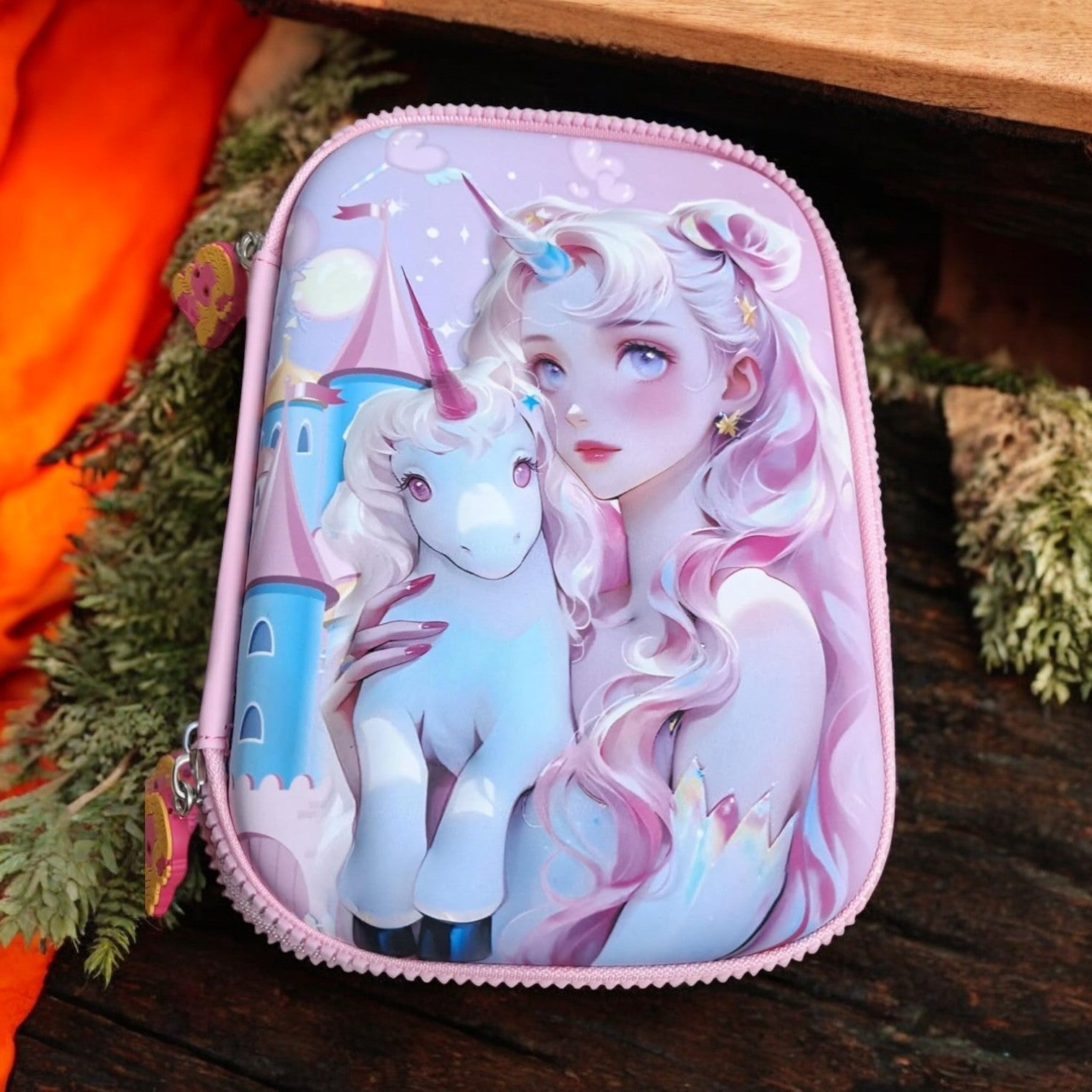 Jumbo 3D Unicorn Angel stationery pouch for girls – stylish and spacious pencil case for school supplies."

"Pink unicorn-themed pencil pouch with 3D design – perfect for kids, school, and gifting.