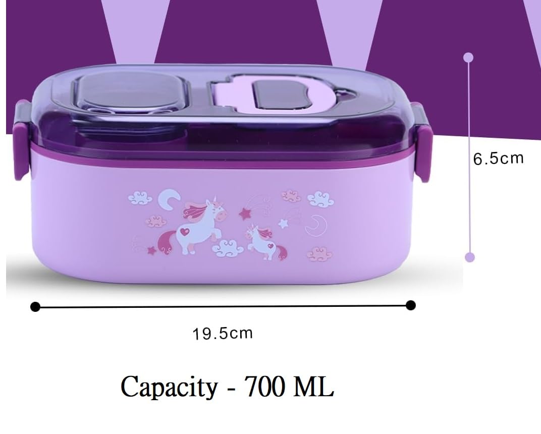 Premium quality stainless steel lunch boxes with colorful airtight lids featuring white, black, and yellow clasps, perfect for kids and adults, displayed neatly alongside healthy meals including rice, fried snacks, fresh fruits, and soup. These stylish and durable lunch containers are ideal for school, office, and travel use. Available at www.usmile.toys, your trusted online store for toys, kids stationery, return gifts, baby products, and essentials. Enhance your lunchtime experience with our leakproof,