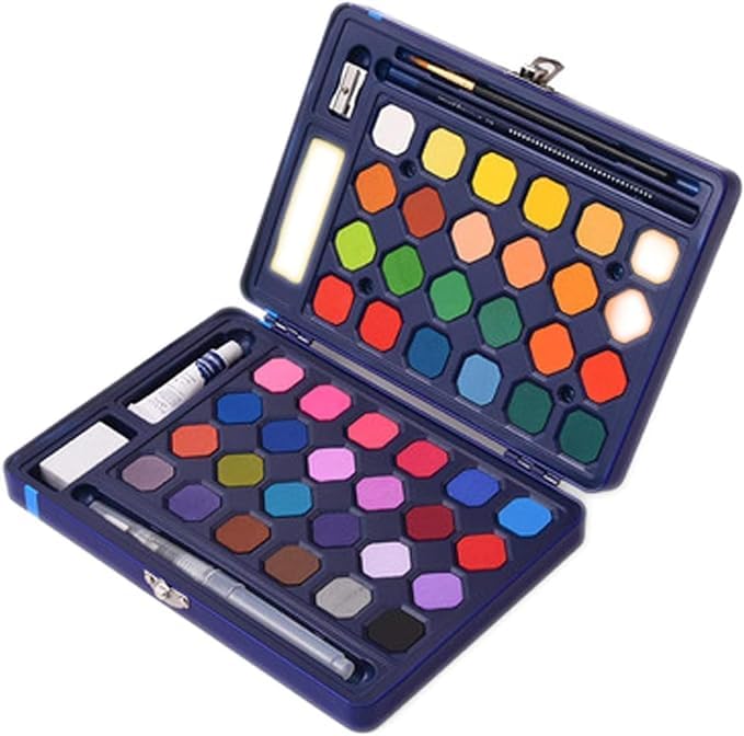 Unleash creativity with this comprehensive 48-shade watercolor paint set, complete with all essentials for budding artists and enthusiasts. Ideal for kids' art projects from uSmile.toys.