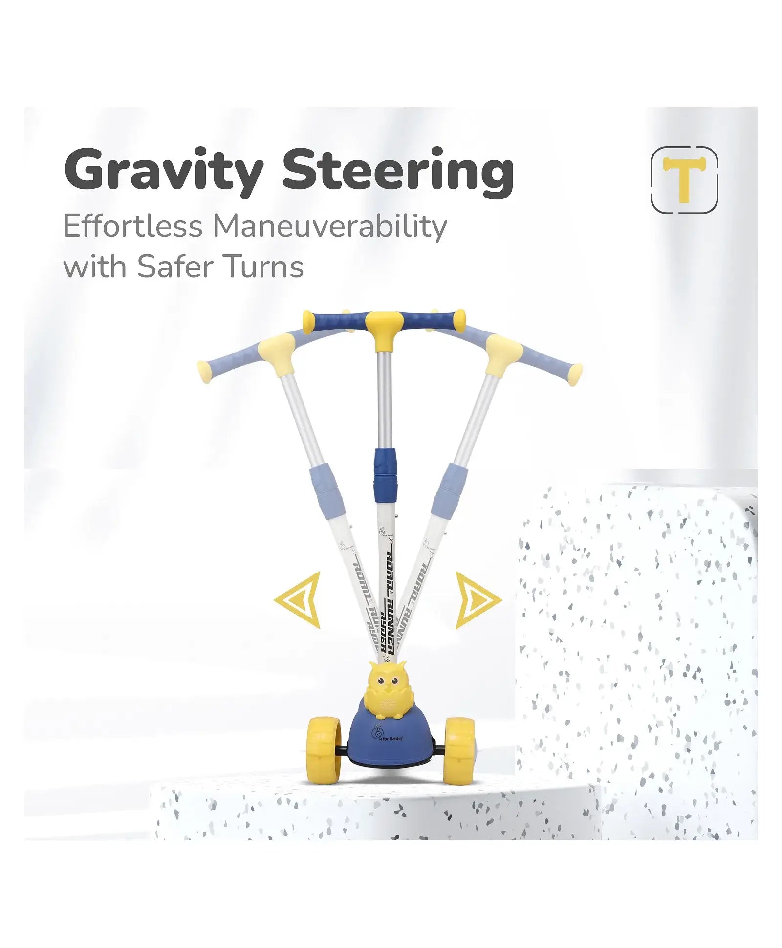 Toy with gravity steering mechanism on a white background