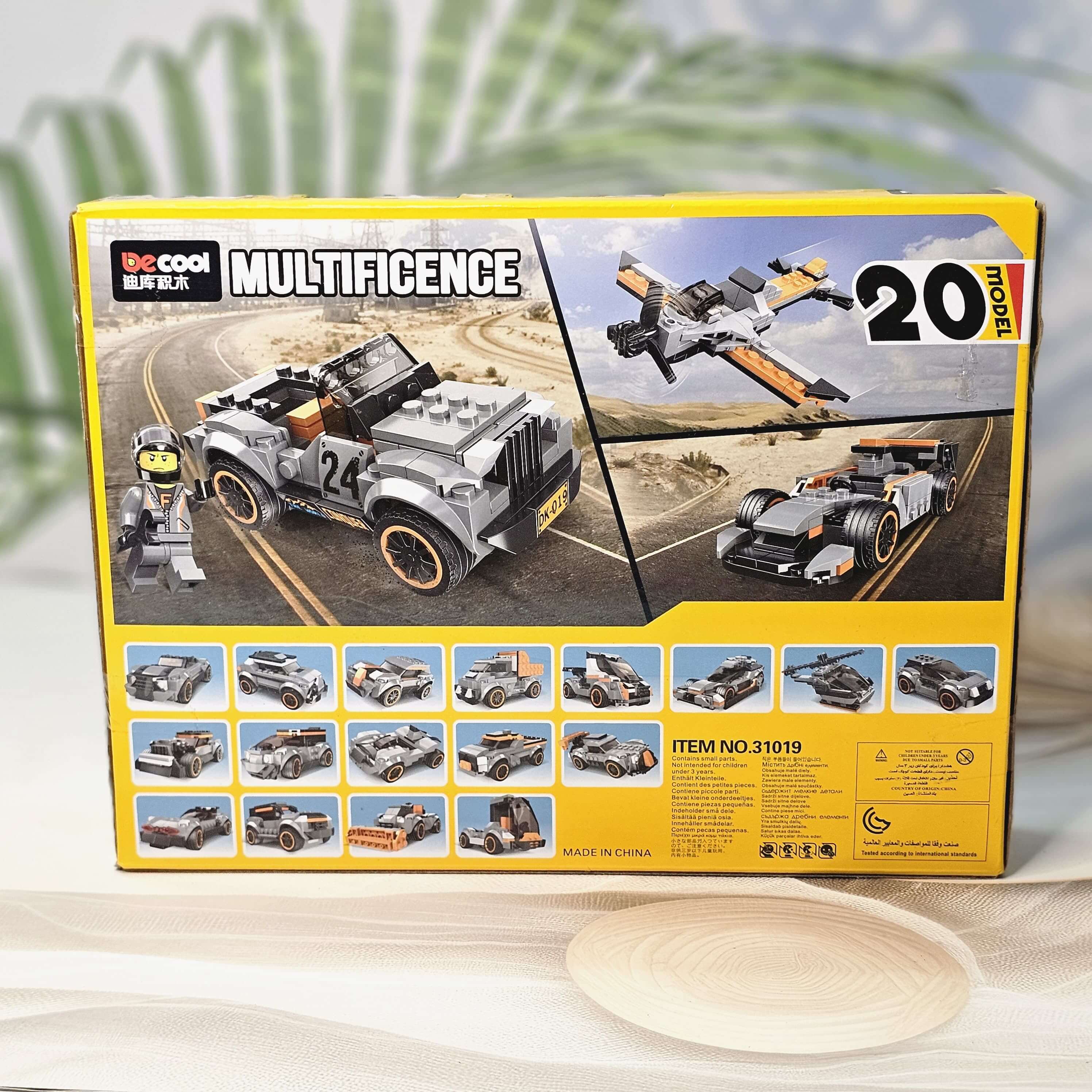 Educational building toy: A De Cool construction block set (Model 31019) to build a multi-terrain vehicle, designed for children aged 6 and up, encouraging creativity and fine motor skills, available at Usmile Toys.www.usmile.toys