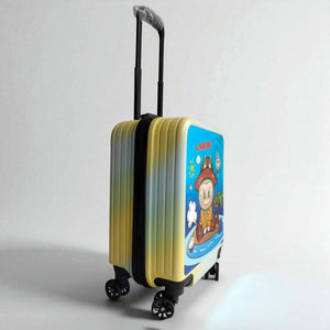 new 3D trolley bag featuring a colorful Labubu character design on an island scene, with smooth-rolling wheels and a telescopic handle, ideal for travel. www.usmile.toys