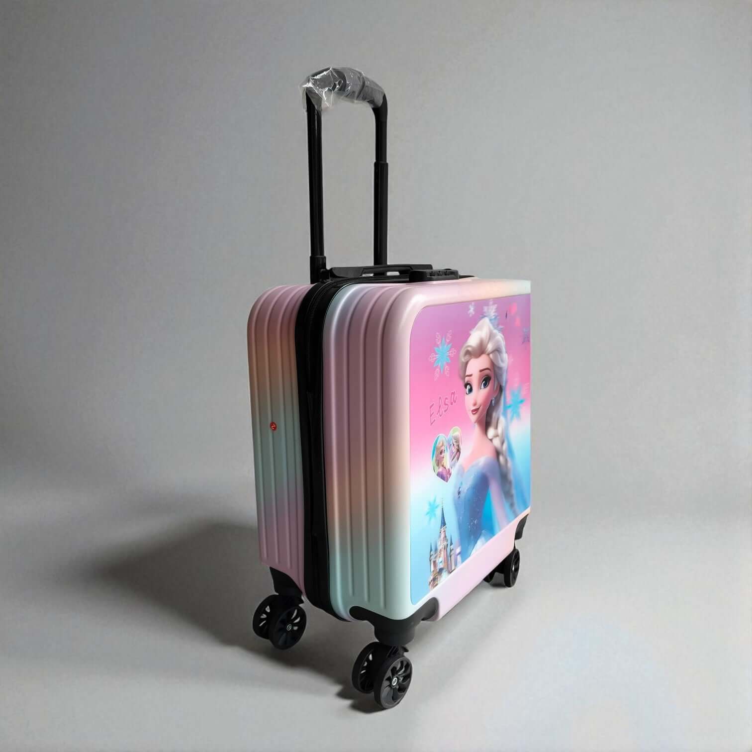 carry-on luggage with Labubu art, perfect for young travelers' adventures. www.usmile.toys