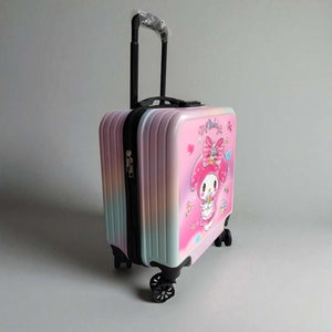 Cute 3D Labubu character trolley bag with wheels and extendable handle. www.usmile.toys