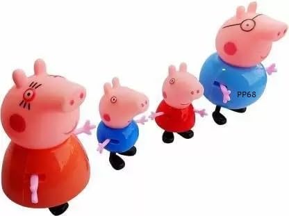 Peppa Pig Family Set with multiple character figures (Peppa, George, Mummy Pig, Daddy Pig) and a house-themed display box, perfect for imaginative play and storytelling. www.usmile.toys