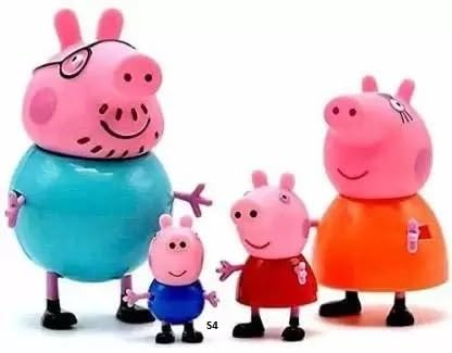 Peppa Pig Family Set with multiple character figures (Peppa, George, Mummy Pig, Daddy Pig) and a house-themed display box, perfect for imaginative play and storytelling. www.usmile.toys