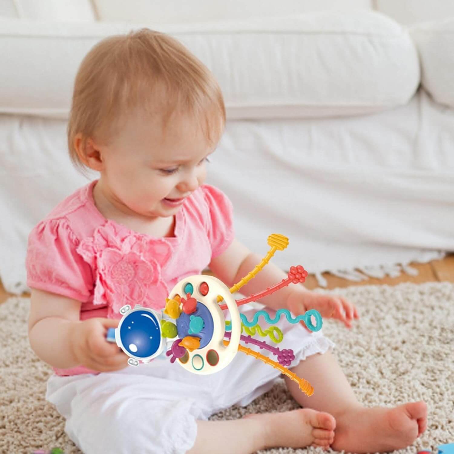 Educational space-themed sensory toy designed to enhance fine motor skills and sensory exploration for infants and toddlers. www.usmile.toys