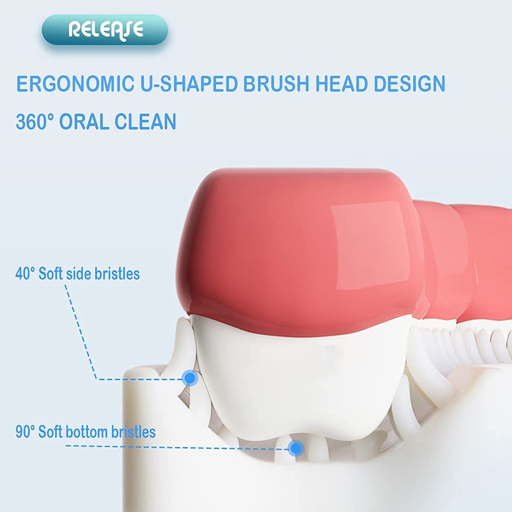 Toothbrush for Kids with U Shaped Silicone Brush Head for 360 Degree