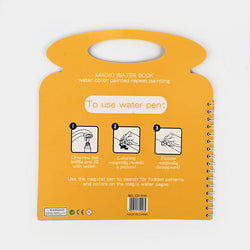 Yellow magic water book with instructions on a white background