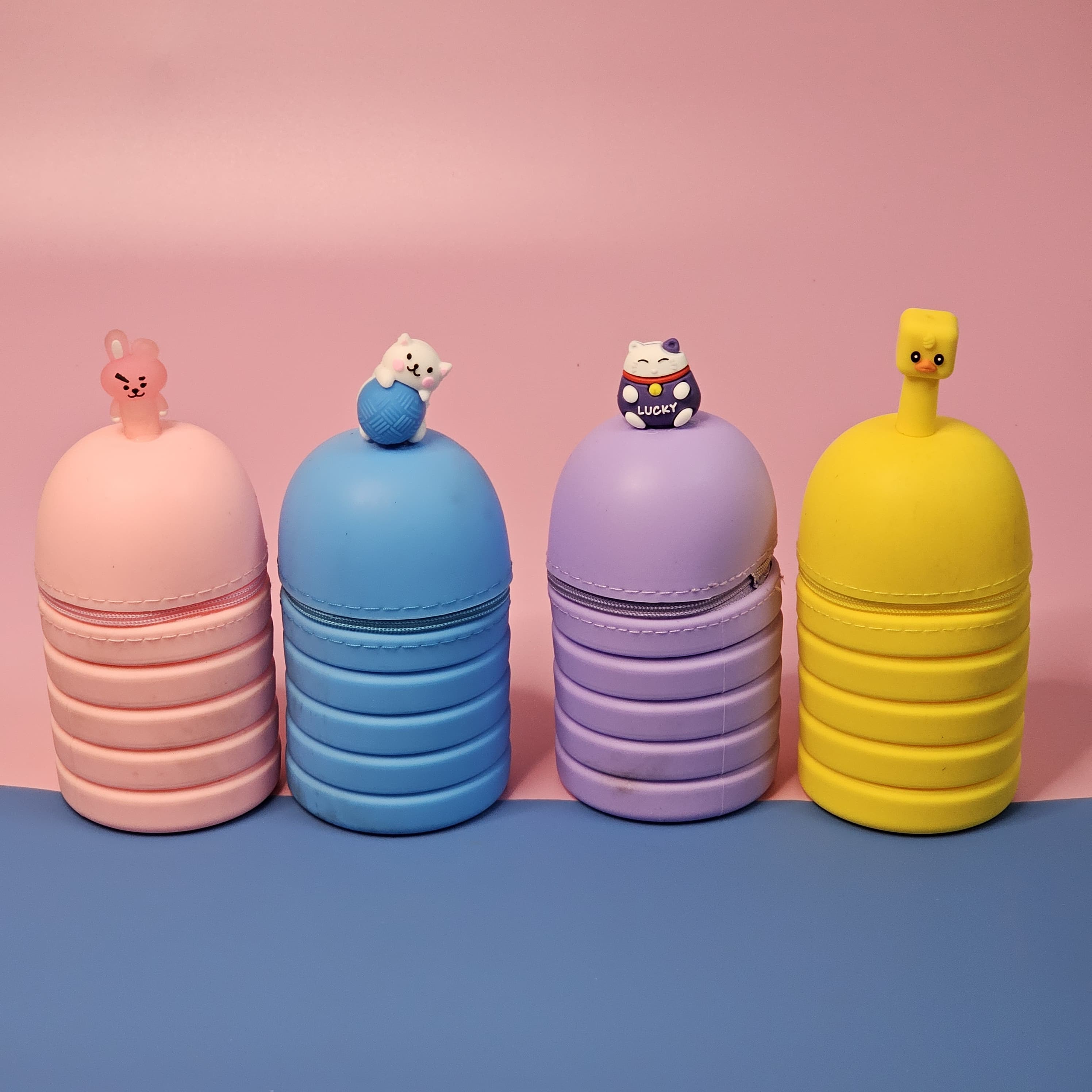 Fun and practical silicone pencil pouches for children – zippered, flexible, and available in multiple colors