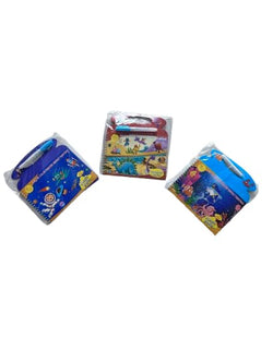 Three colorful children's activity books on a white background