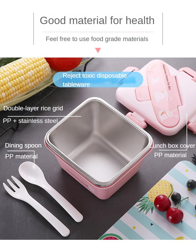 Durable insulated kids' tiffin boxes with stainless steel interior, available in pastel pink, blue, and green, perfect for school meals. www.usmile.toys