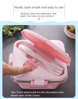 Durable insulated kids' tiffin boxes with stainless steel interior, available in pastel pink, blue, and green, perfect for school meals. www.usmile.toys